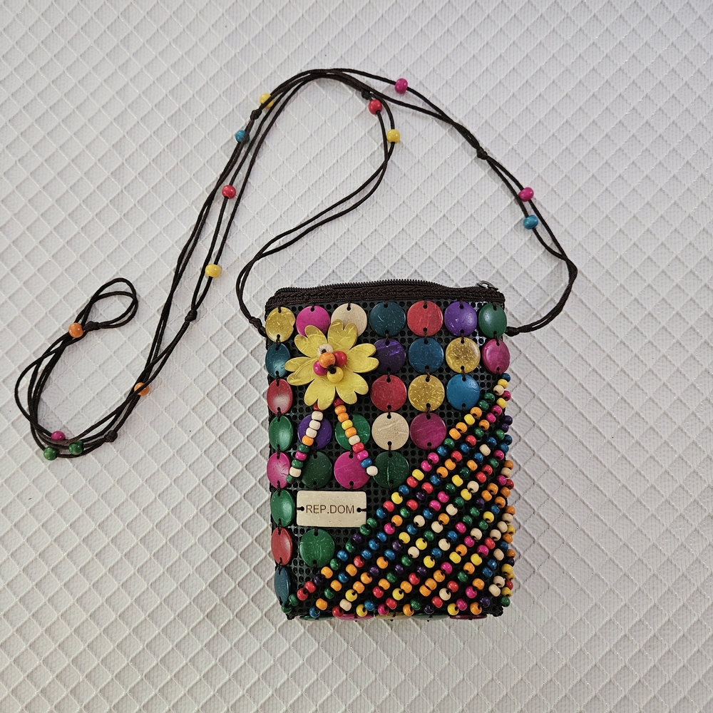 Colorful Hand-Beaded Crossbody Bag